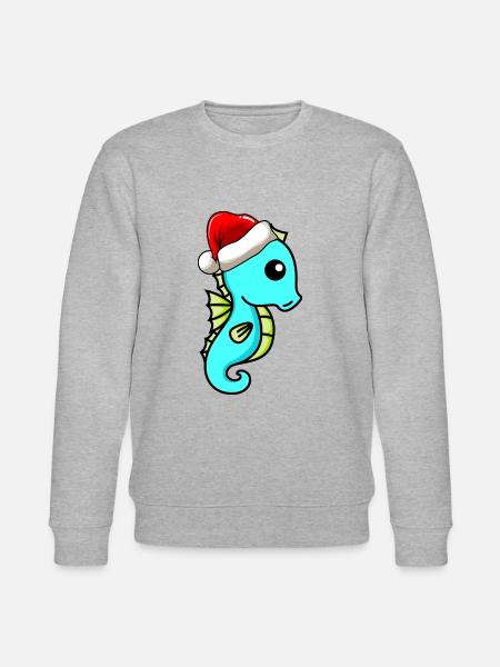 Seahorse Comic Christmas - Stanley/Stella CHANGER Unisex Organic Sweatshirt - heather grey