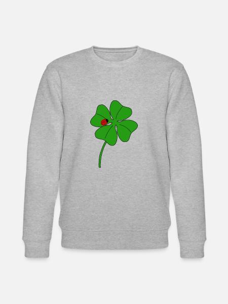 Lucky clover leaf with ladybug - Stanley/Stella CHANGER Unisex Organic Sweatshirt - heather grey