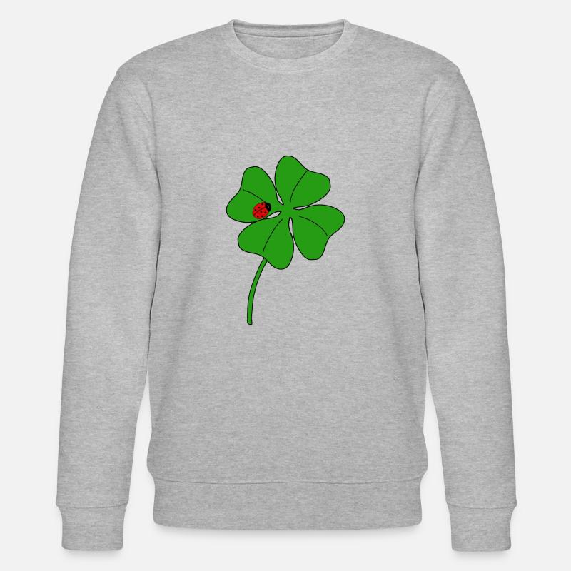 Lucky clover leaf with ladybug - Stanley/Stella CHANGER Unisex Organic Sweatshirt - heather grey