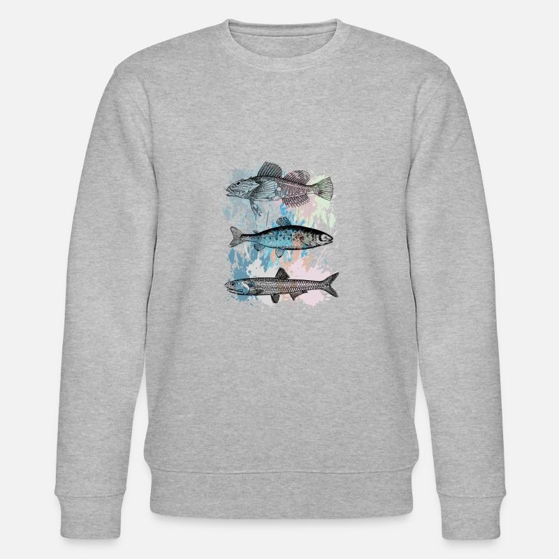 Fisch-Triptychon - Stanley/Stella Unisex Bio-Sweatshirt CHANGER  - Grau meliert