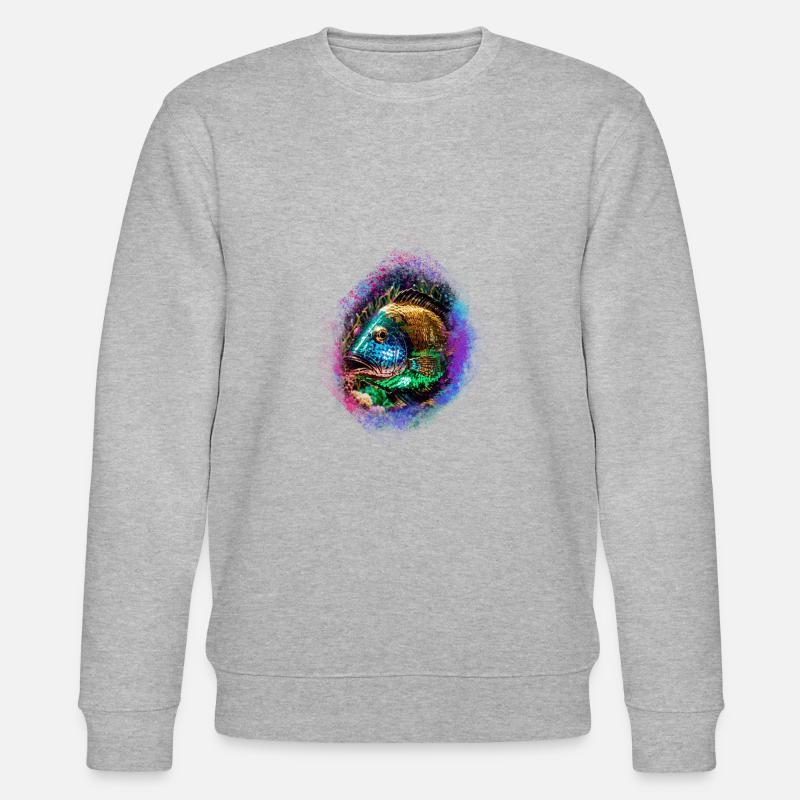 fisch,bunt,pailetten,graffiti,gold,metallic - Stanley/Stella Unisex Bio-Sweatshirt CHANGER  - Grau meliert
