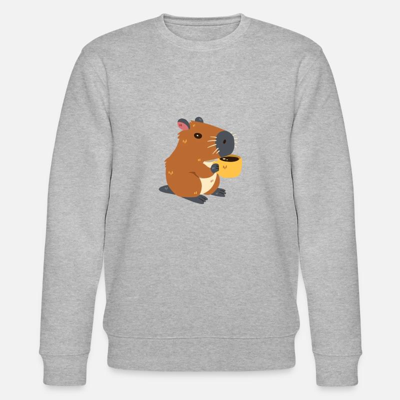Capybara boit du café - Sweat bio CHANGER Stanley/Stella Unisexe - gris chiné