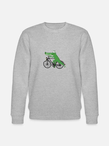 Crocodile with a bike - Stanley/Stella CHANGER Unisex Organic Sweatshirt - heather grey