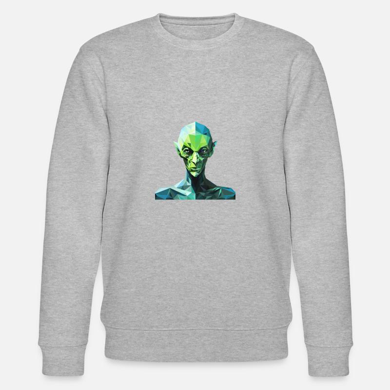 Alien im Polygon-Stil - Stanley/Stella Unisex Bio-Sweatshirt CHANGER  - Grau meliert