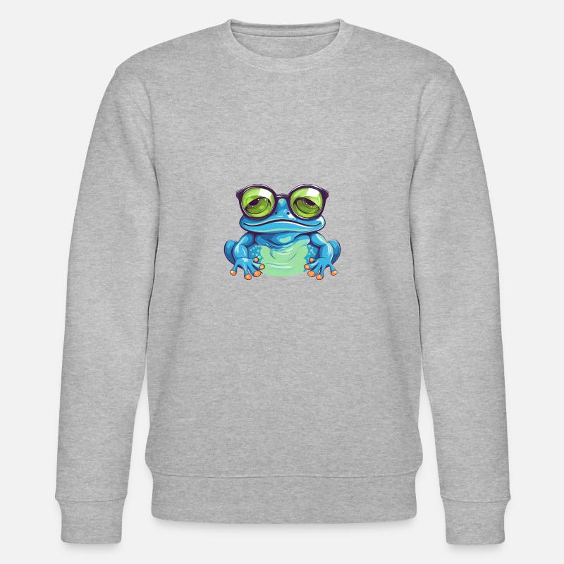 Süßer Frosch mit Brille – Nerdiges - Stanley/Stella Unisex Bio-Sweatshirt CHANGER  - Grau meliert