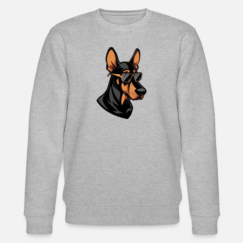 Doberman Dog Cool Comic - Stanley/Stella CHANGER Unisex Organic Sweatshirt - heather grey