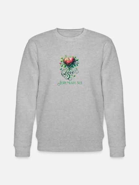 Jeremiah 31:3 Botanical - Stanley/Stella CHANGER Unisex Organic Sweatshirt - heather grey