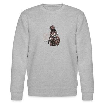 Anmutige Kriegerin Blumenhintergrund Design - Stanley/Stella Unisex Bio-Sweatshirt CHANGER  - Grau meliert - Vorne - Nik (191cm) & Marisol (170cm)