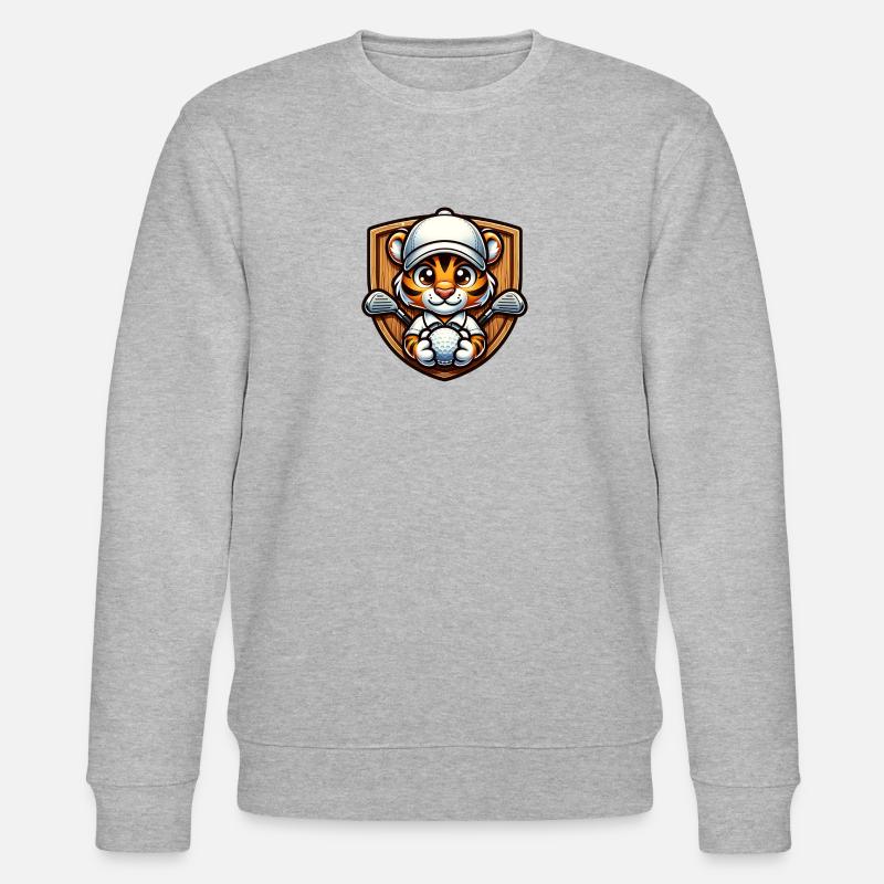 Cooler Tiger Wildkatze Golfspieler Design - Stanley/Stella Unisex Bio-Sweatshirt CHANGER  - Grau meliert