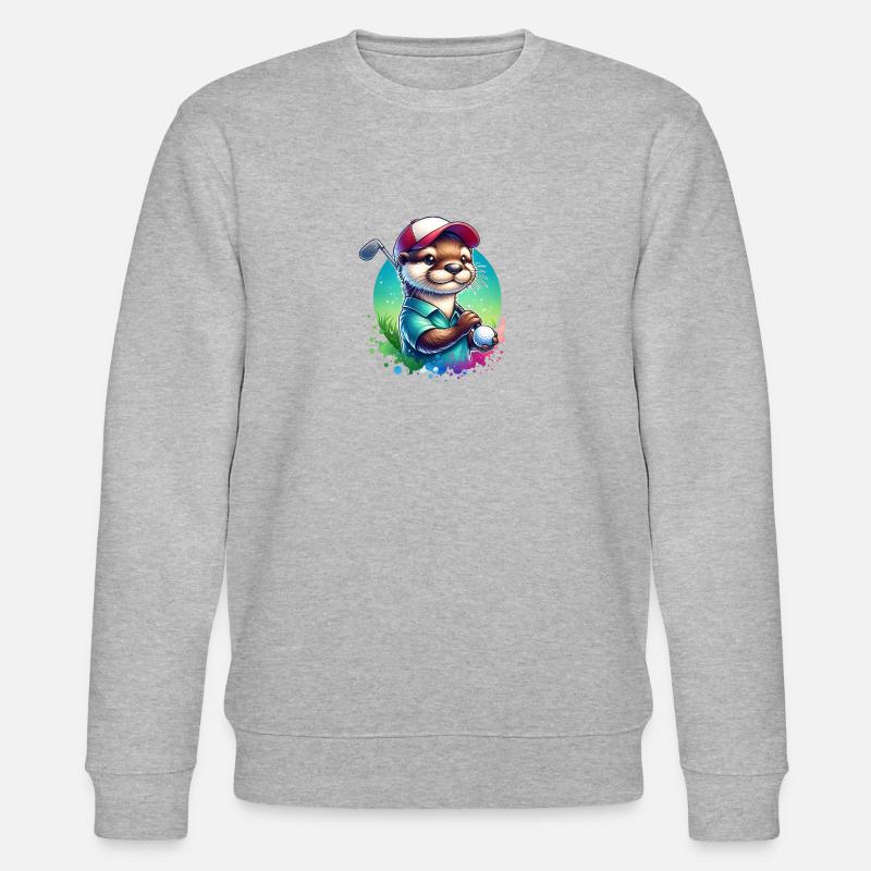 Funny Otter Golf Golfer Golfing - Stanley/Stella CHANGER Unisex Organic Sweatshirt - heather grey