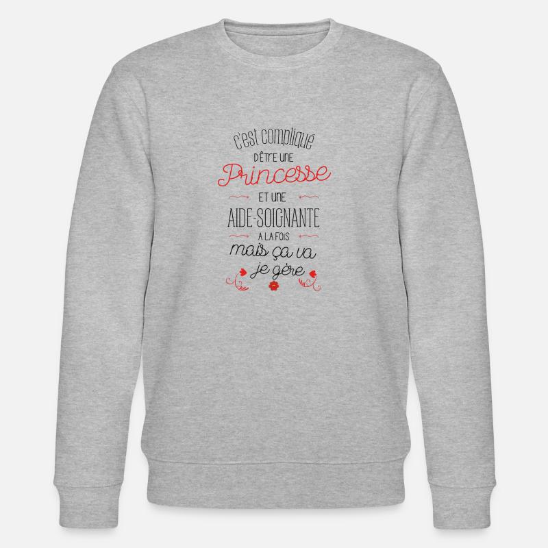 T-shirt Princesse Aide Soignante - Sweat bio CHANGER Stanley/Stella Unisexe - gris chiné