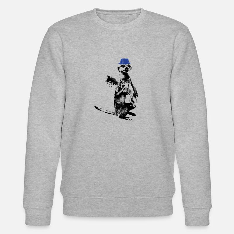 Suricate Guitariste Blue Hat - Sweat bio CHANGER Stanley/Stella Unisexe - gris chiné