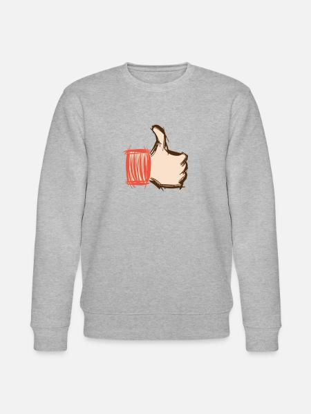 Duimen omhoog, duim omlaag, emoji met de hand getekend - Stanley/Stella Uniseks bio-sweatshirt CHANGER  - grijs gemêleerd