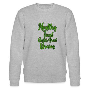 Healthy Foods Build Great Brains - Stanley/Stella Unisex Bio-Sweatshirt CHANGER  - Grau meliert - Vorne - Nik (191cm) & Marisol (170cm)