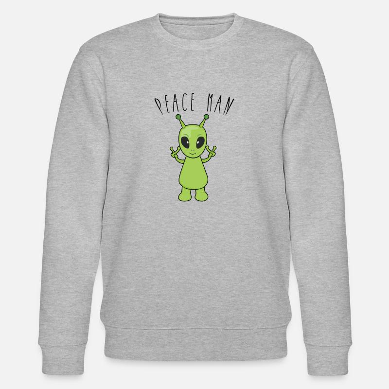 Alien mit peace man - Stanley/Stella Unisex Bio-Sweatshirt CHANGER  - Grau meliert
