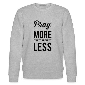 Pray More Worry Less - Stanley/Stella CHANGER Unisex Organic Sweatshirt - heather grey - Front - Nik (191cm) & Marisol (170cm)
