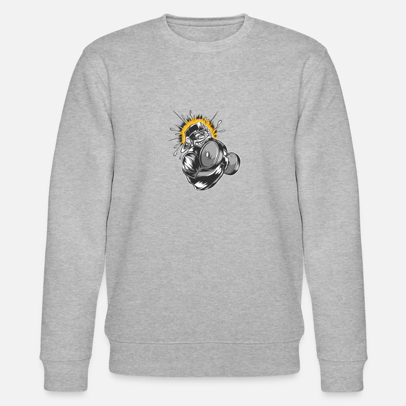 Singe Hipster Haltérophilie - Sweat bio CHANGER Stanley/Stella Unisexe - gris chiné