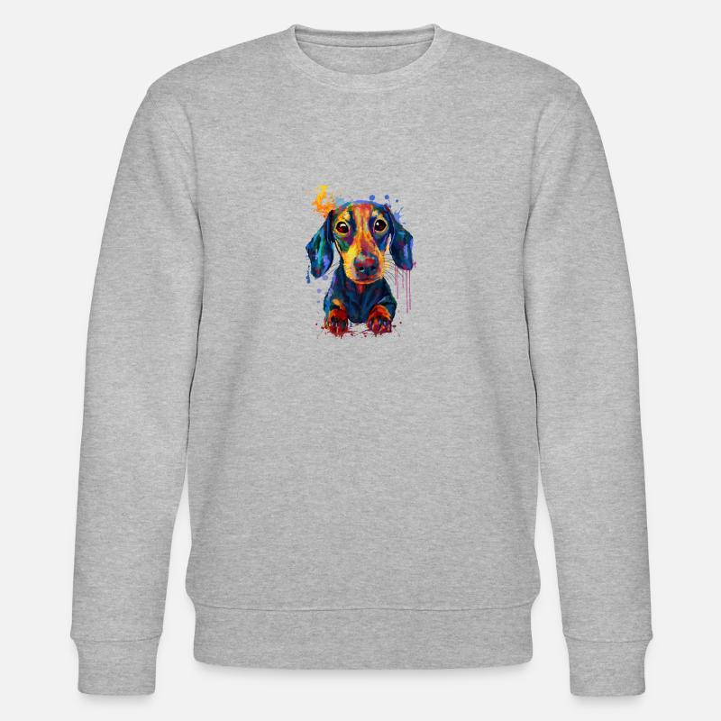 Dackel Geschenk für Dackel Mama - Stanley/Stella Unisex Bio-Sweatshirt CHANGER - Grau meliert