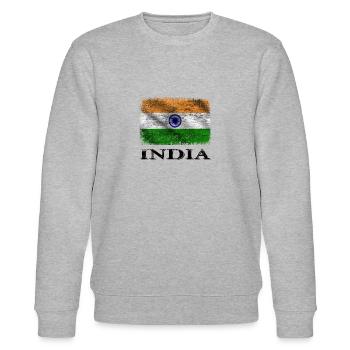 India Flag, India - Stanley/Stella CHANGER Unisex Organic Sweatshirt - heather grey - Front - Nik (191cm) & Marisol (170cm)