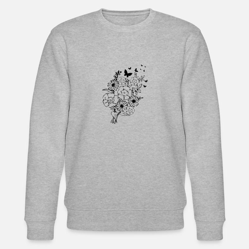 Fleurs roses Roses fleurs tropicales - Sweat bio CHANGER Stanley/Stella Unisexe - gris chiné