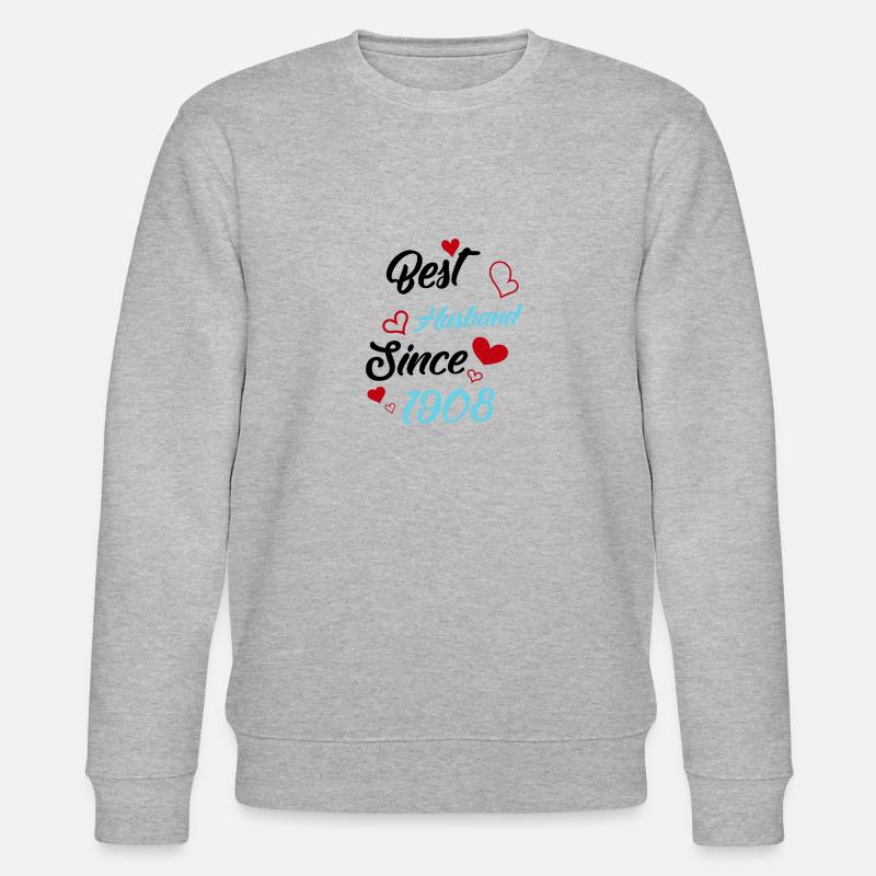 Best Husband Since 1908 Wedding - Stanley/Stella CHANGER Unisex Organic Sweatshirt - heather grey