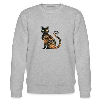 cat´n pattern - Stanley/Stella CHANGER Unisex Organic Sweatshirt - heather grey - Front - Nik (191cm) & Marisol (170cm)
