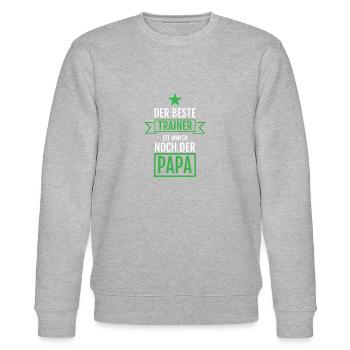 Bester Fußball Trainer Papa Geschenkidee Vatertag - Stanley/Stella Unisex Bio-Sweatshirt CHANGER  - Grau meliert - Vorne - Nik (191cm) & Marisol (170cm)