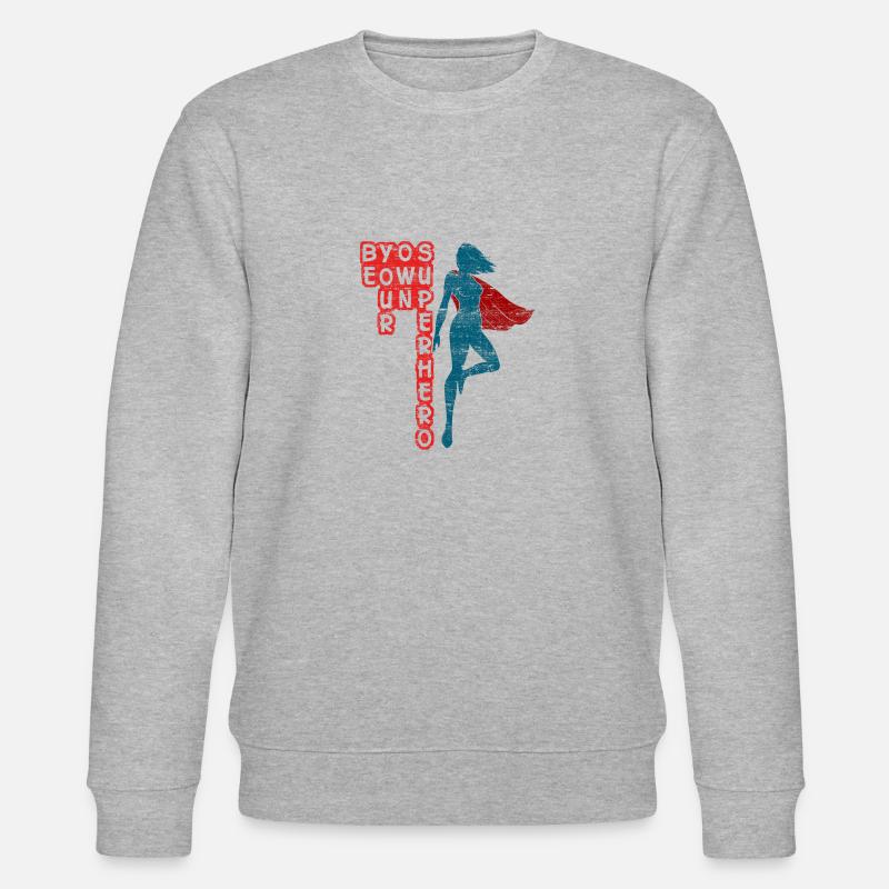 Superheld Frau - Stanley/Stella Unisex Bio-Sweatshirt CHANGER  - Grau meliert