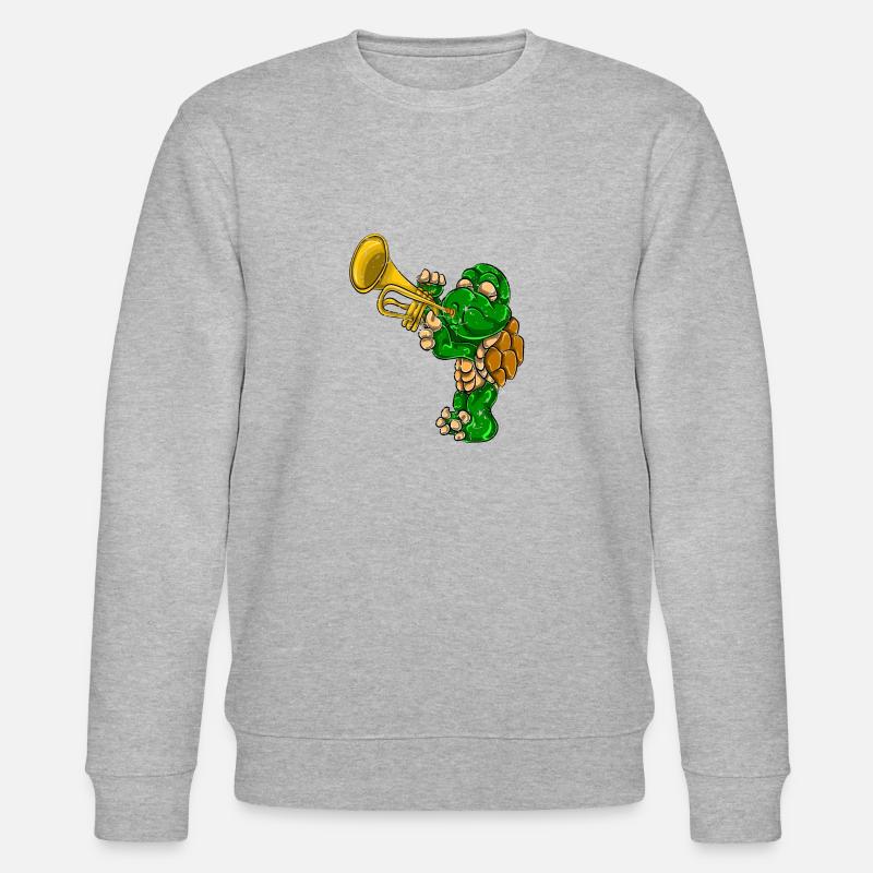 Schildkröte Musiker Trompete - Stanley/Stella Unisex Bio-Sweatshirt CHANGER  - Grau meliert