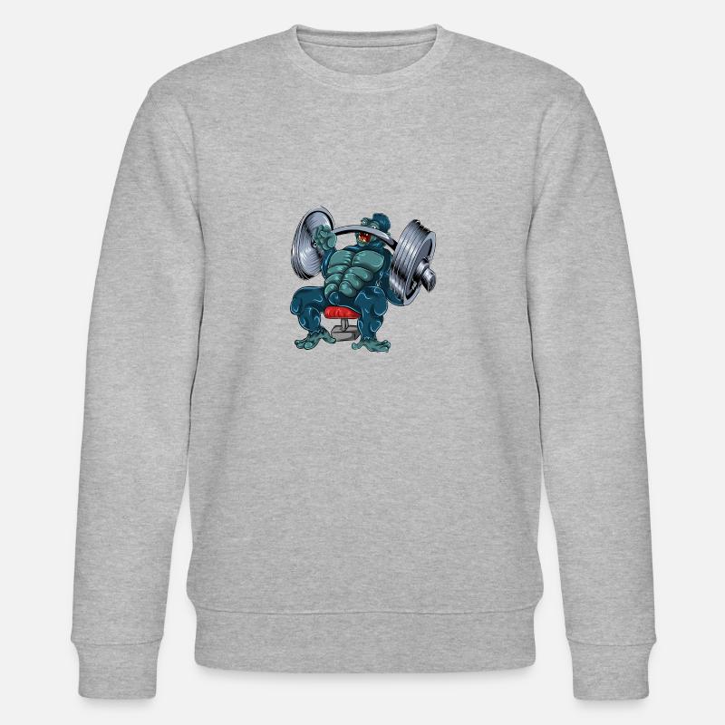 Gorilla monkey bench press - Stanley/Stella CHANGER Unisex Organic Sweatshirt - heather grey