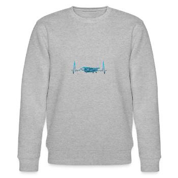 Flugzeug Herzschlag Luftfahrt - Stanley/Stella Unisex Bio-Sweatshirt CHANGER  - Grau meliert - Vorne - Nik (191cm) & Marisol (170cm)