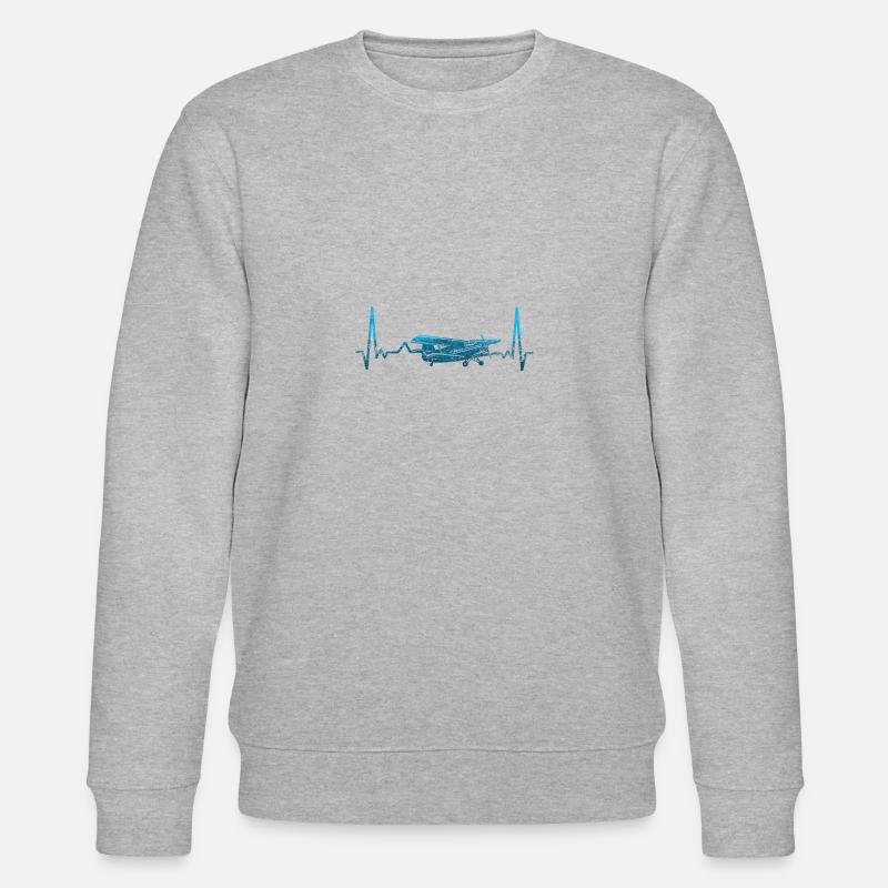 Flugzeug Herzschlag Luftfahrt - Stanley/Stella Unisex Bio-Sweatshirt CHANGER  - Grau meliert