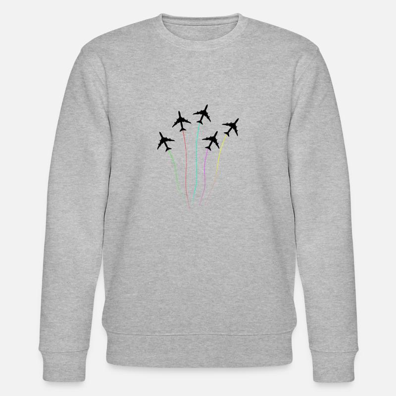 Regenbogen Flugzeug Kunst T-Shirt - Stanley/Stella Unisex Bio-Sweatshirt CHANGER  - Grau meliert