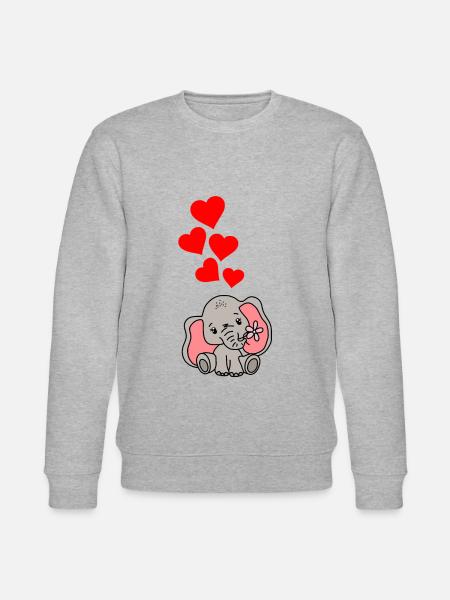 Elefant Herz Liebe - Stanley/Stella Unisex Bio-Sweatshirt CHANGER  - Grau meliert