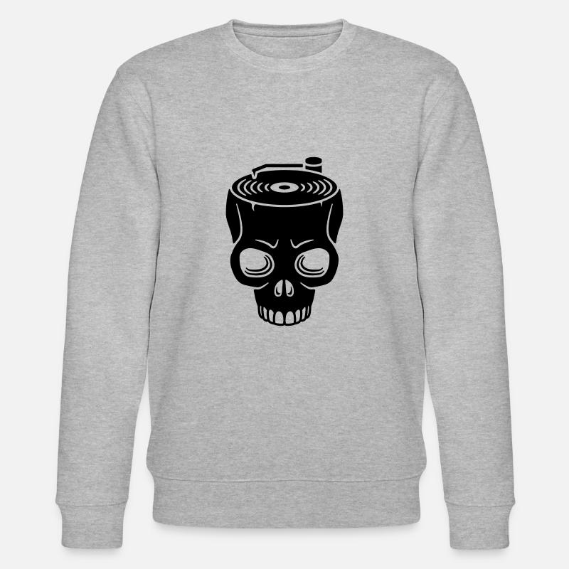 Totenschädel Plattenspieler - Stanley/Stella Unisex Bio-Sweatshirt CHANGER  - Grau meliert