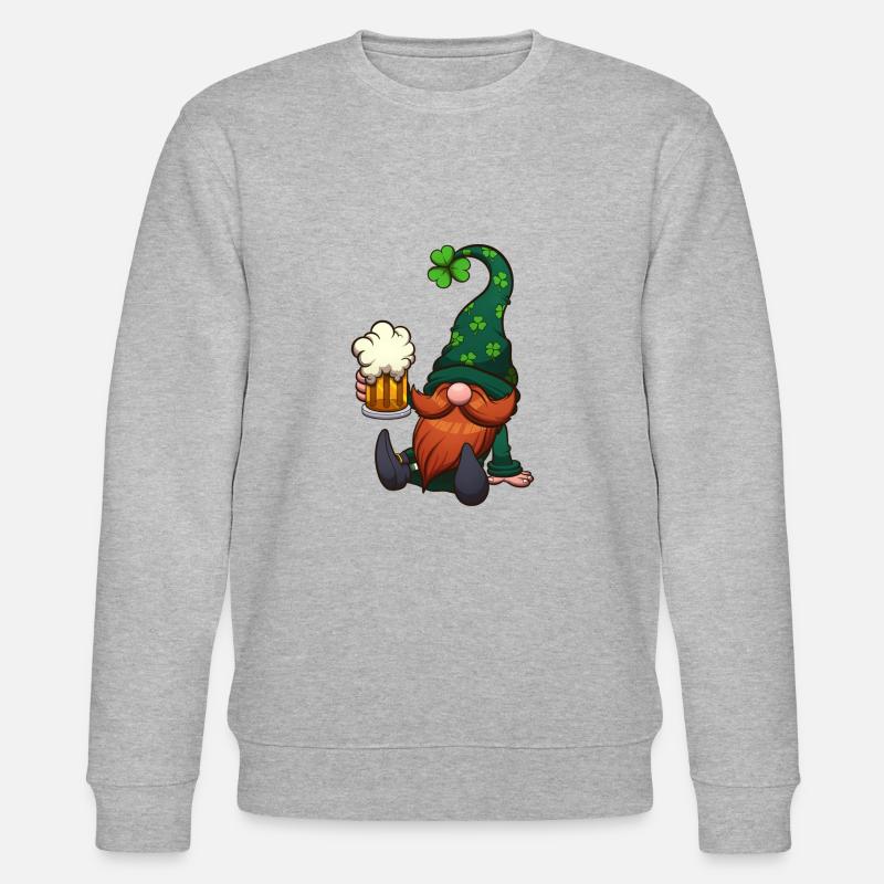 Koboldzwerg mit Bier - Stanley/Stella Unisex Bio-Sweatshirt CHANGER  - Grau meliert