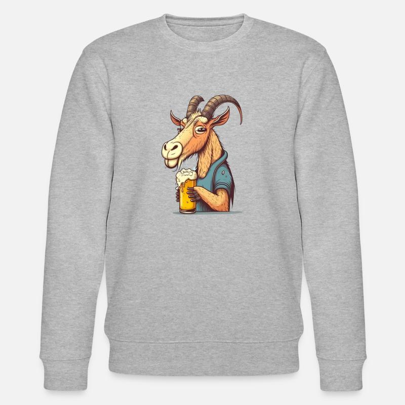 Lustiger Biertrinker, der Ziegenbock - Stanley/Stella Unisex Bio-Sweatshirt CHANGER  - Grau meliert