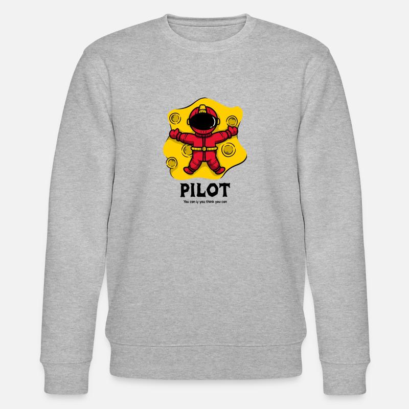 Pilot, Cartoon Spaceman - Stanley/Stella Unisex Bio-Sweatshirt CHANGER  - Grau meliert
