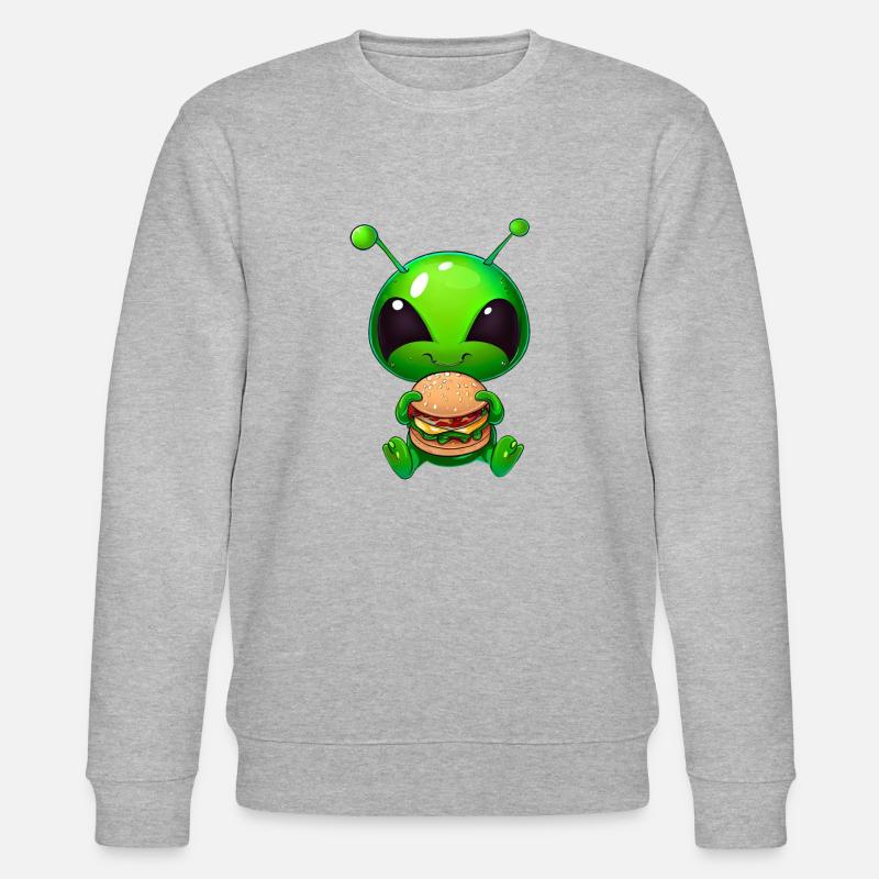 Hungriger Alien: Cheeseburger-Verschlinger - Stanley/Stella Unisex Bio-Sweatshirt CHANGER  - Grau meliert