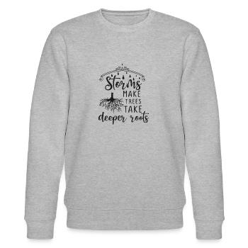 Storms Make Trees Take Deeper Roots - Geschenkidee - Stanley/Stella Unisex Bio-Sweatshirt CHANGER  - Grau meliert - Vorne - Nik (191cm) & Marisol (170cm)