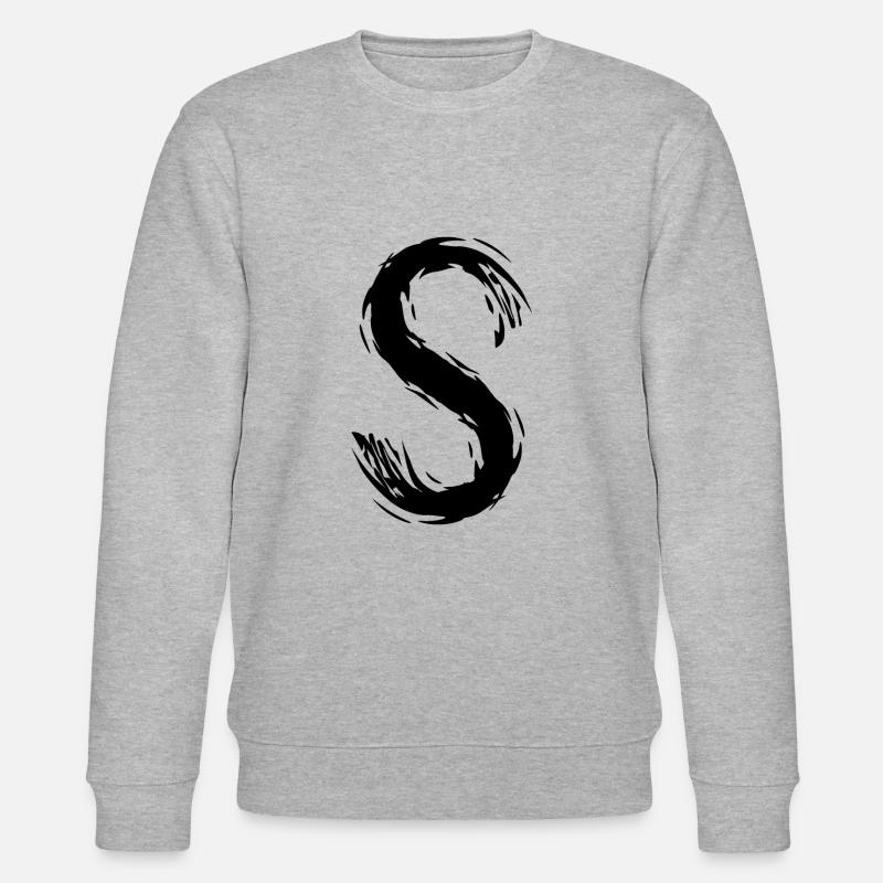 Buchstabe S Schwarz - Stanley/Stella Unisex Bio-Sweatshirt CHANGER  - Grau meliert