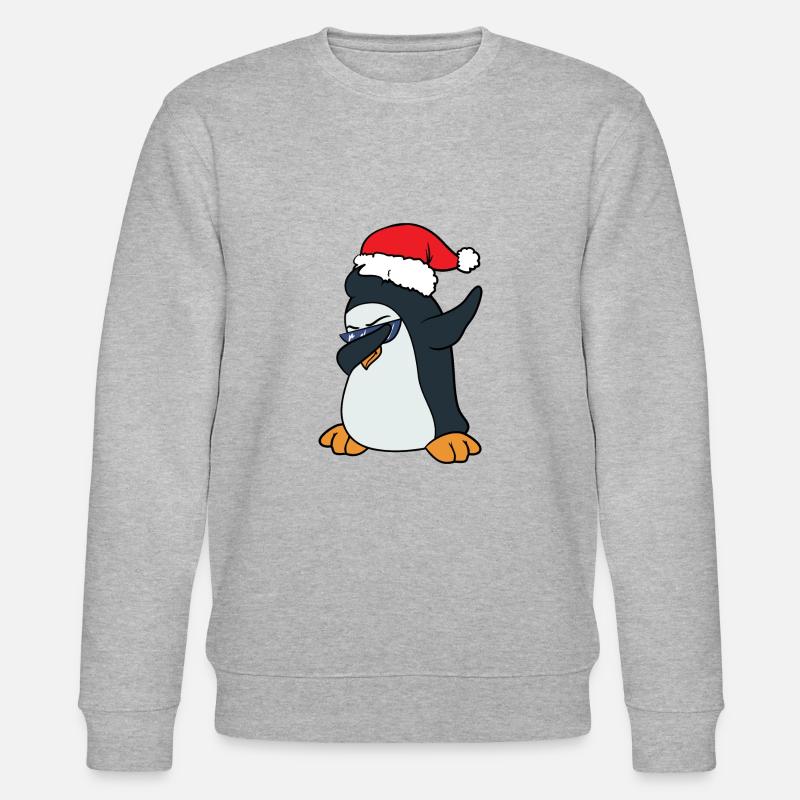 Weihnachten Dabbing Dab Pinguin - Stanley/Stella Unisex Bio-Sweatshirt CHANGER  - Grau meliert