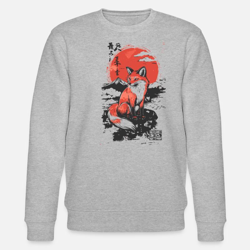 Fuchs Kitsune japanischer Stil - Stanley/Stella Unisex Bio-Sweatshirt CHANGER  - Grau meliert