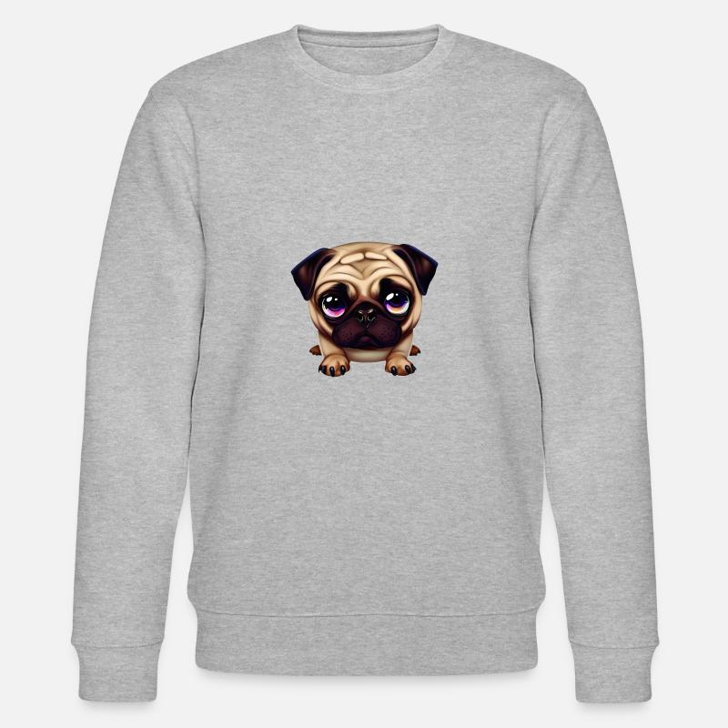 Niedliche Mops-Illustration - Stanley/Stella Unisex Bio-Sweatshirt CHANGER  - Grau meliert