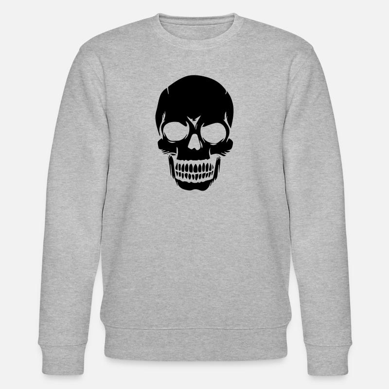 Skull weißer Schädel Design - Stanley/Stella Unisex Bio-Sweatshirt CHANGER - Grau meliert