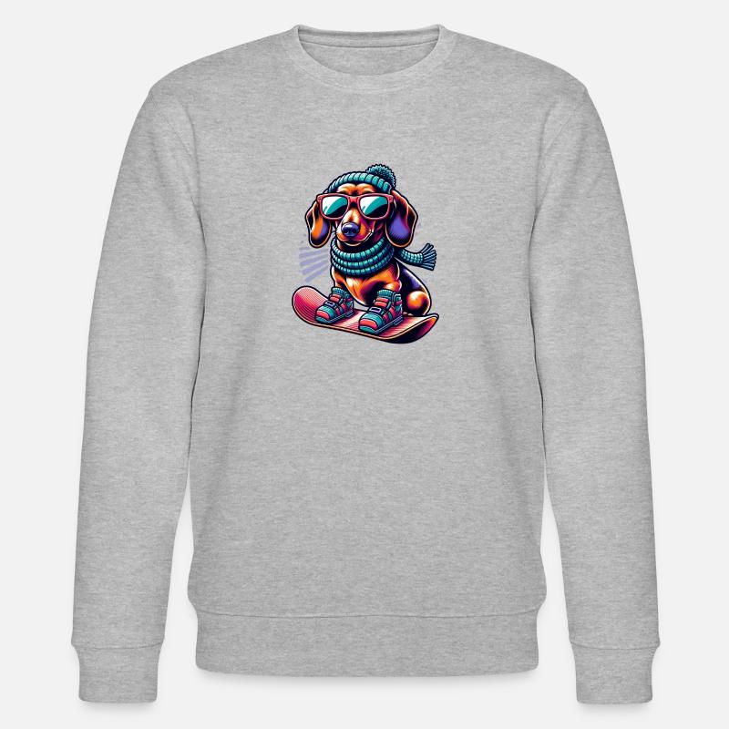 Teckel Snowboard Aventure D’hiver - Sweat bio CHANGER Stanley/Stella Unisexe - gris chiné