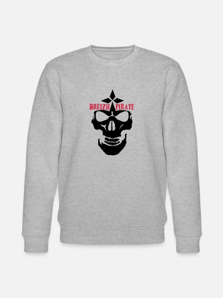 breizh pirate skull logo - Stanley/Stella CHANGER Unisex Organic Sweatshirt - heather grey
