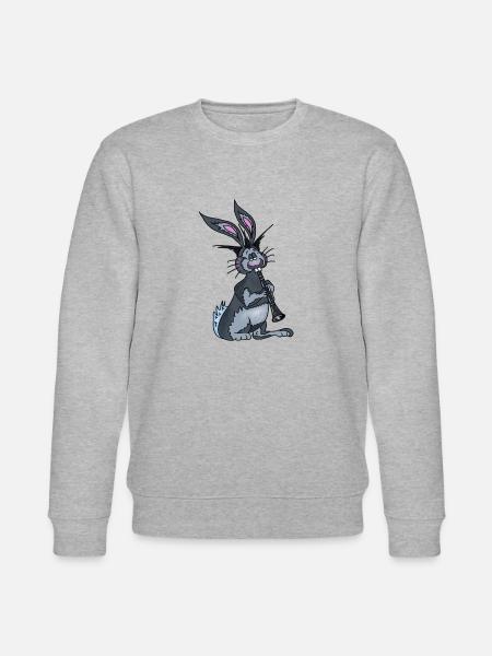 Benny the rabbit plays the clarinet - Stanley/Stella CHANGER Unisex Organic Sweatshirt - heather grey