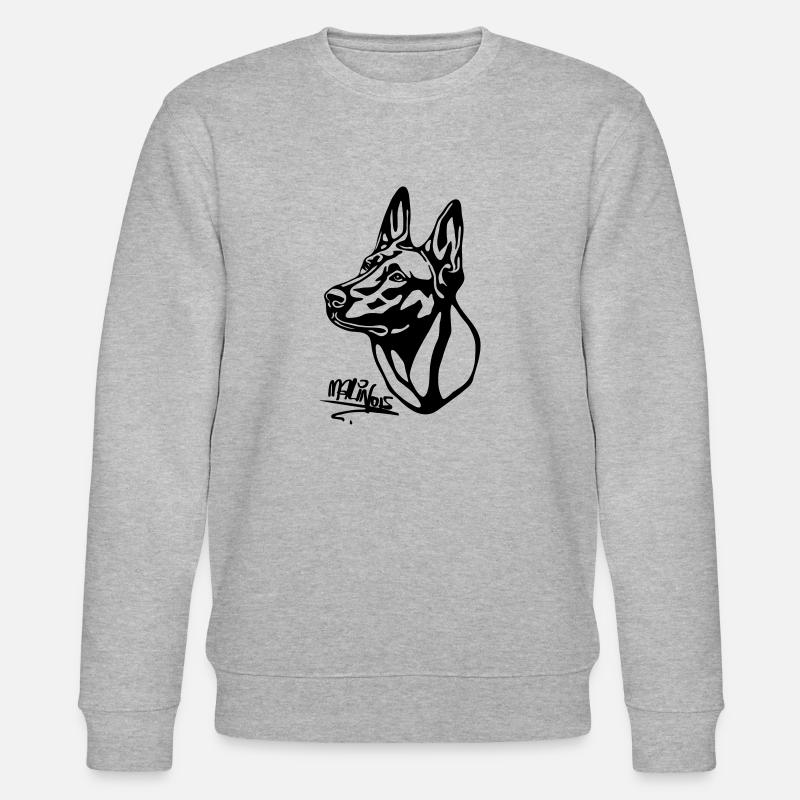 Malinois withoutBackground text - Stanley/Stella Unisex Bio-Sweatshirt CHANGER  - Grau meliert