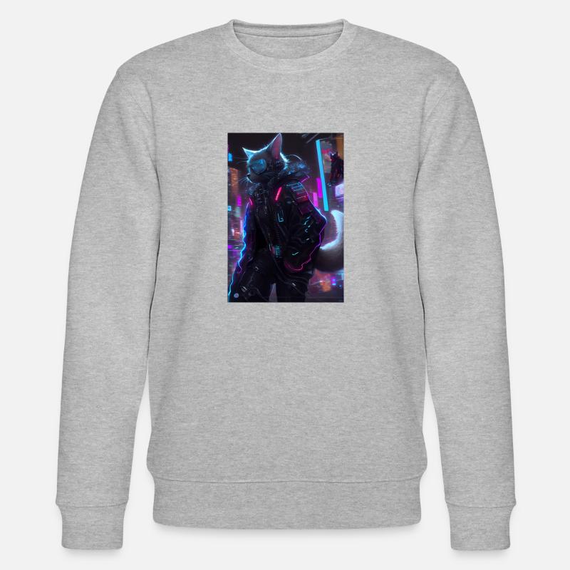 cyber cat - Stanley/Stella Unisex Bio-Sweatshirt CHANGER  - Grau meliert